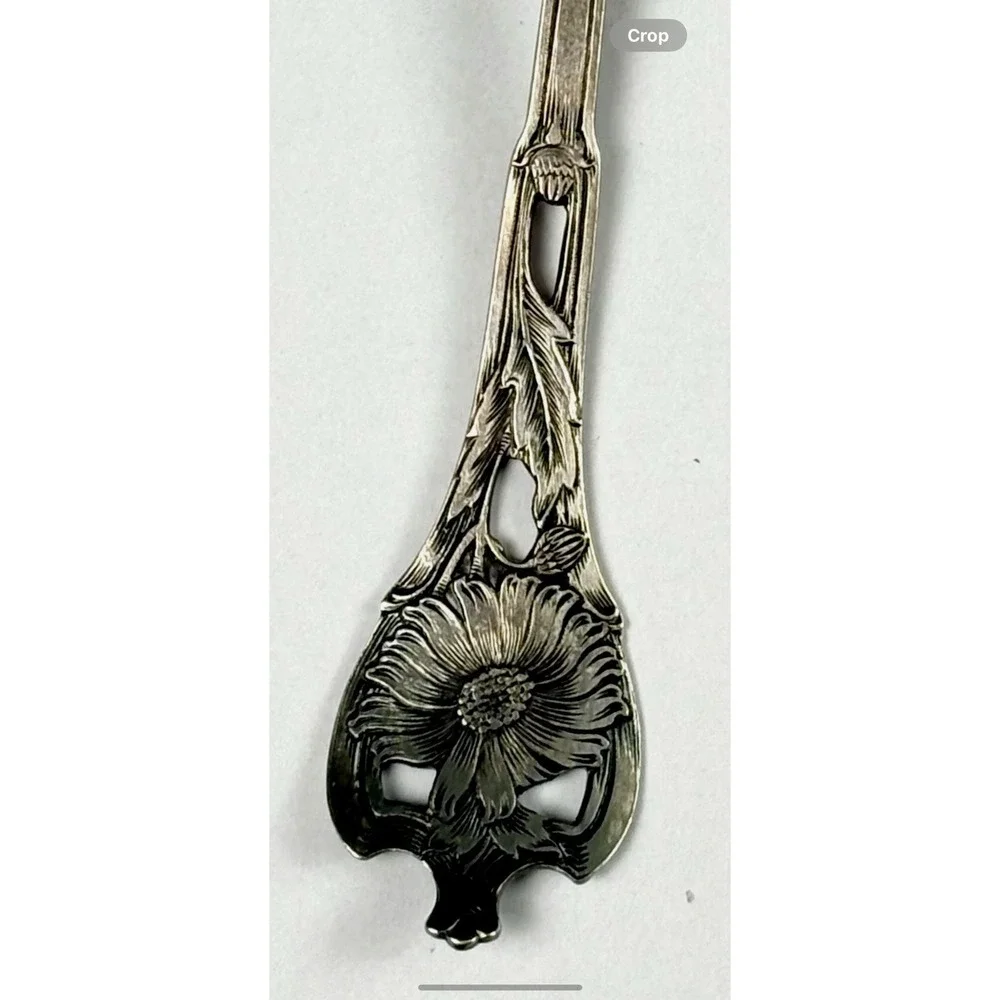 Whiting Daisy Sterling Silver Grapefruit Fruit‎ Spoon Antique 1880s Floral Art